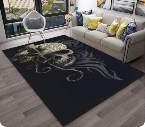 Teppich mit Horror-Totenkopf, für Zuhause, Wohnzimmer, Schlafzimmer, Sofa, Fußmatte, Dekor, Flächenteppich, rutschfeste Bodenmatte 200x300cm