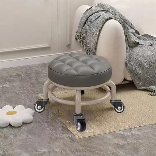 HIQACTLIF Niedriger Rollhocker, Upgrade Breiter Dicker Stabiler PU-Ledersitz 360-Grad-Lagerrad Sitz for Garage Haus Garten Massage Büro Geschäft Fitness Sport Garage