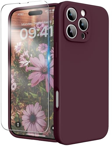 INGIDO for iPhone 16 Pro Case, Liquid Silicone Case with Camera Protection Soft Gel Rubber Cover with Microfiber Lining Shockproof Protective Phone Case for iPhone 16 Pro 6.3 (Plum)