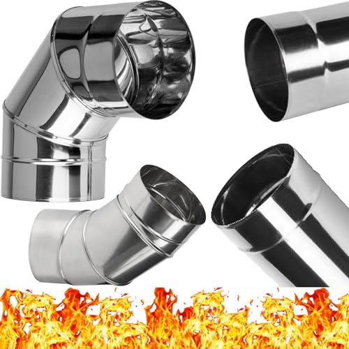 Edelstahl Ofenkie Bogen 0-90° Verstellbar Drehbar 90 Grad Rauchrohr Ofenrohr Abgasrohr Sanierung Kaminauskleidung für Schornstein Rauchabgaser Ø 150 mm