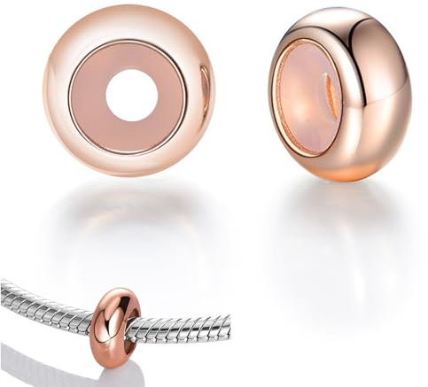 QttvbTna Charms Stopper 925er Sterling Silber, Silber Spacer Bead Charm Stopper mit Gummi Clip Spacer Stopper Charms Perlen für Damen Bead Charms Armbänder Anhänger