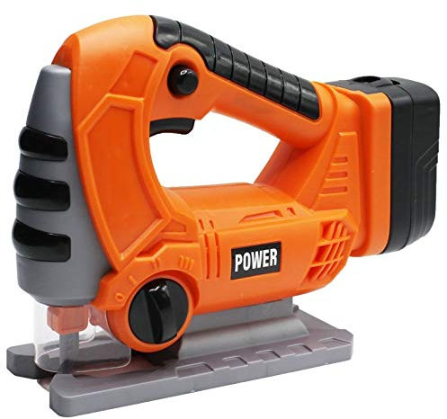 Jouet Enfant : scie sauteuse a Pile Orange Power avec Fonctions realistes - Set Jeu de Bricolage Enfant avec Carte - Outil - Accessoire