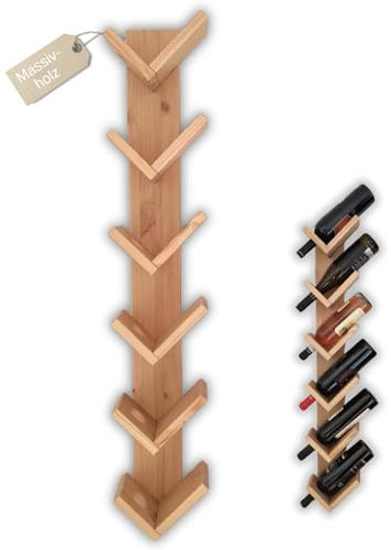 VieDéco Weinregal Wand für 6 Flaschen aus Holz, Weinregal schmal, Wein Wandregal, Weinregal Wandmontage, Weinhalter, Wine Rack, weinregal, Weinständer, Flaschenregal Wand