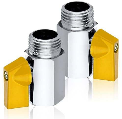 2 Stück Kugelhahn, 1/2 Zoll AG x IG Mini Kugelventile, G1/2 Kupfer Mini Kugelhahn Absperrhahn, Absperrschalter mit Gelb Griff, DN15 Ballonhahnschalter, Wasser Absperrhahn,für Rohrfittings Verbindung