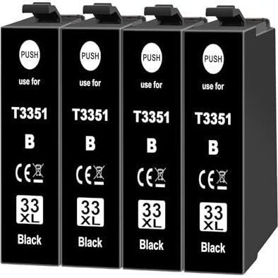 4X 33XL Schwarz Druckerpatronen Kompatibel für Epson 33XL 33 XL Schwarz für Epson Expression Premium XP-530 XP-540 XP-7100 XP-900 XP-630 XP-635 XP-640 XP-645 XP-830