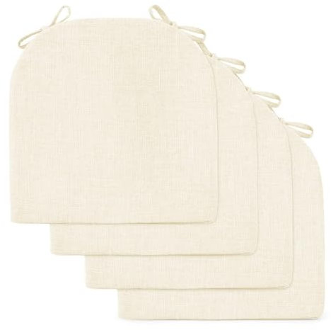 Waschbares Stuhlkissen, 2er-Set, rutschfest, mit Bändern, 40 x 40 / 45 x 45 / 50 x 50 cm, halbrundes Sitzkissen für Garten, Esszimmer oder Bürostuhl (Beige, 2 Stück: 40 x 40 x 5 cm)