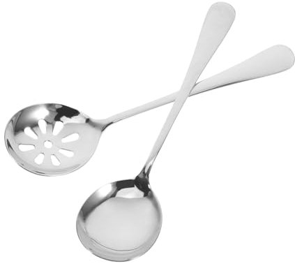 COMNESTBI 2 Stück Servierlöffel Aus Edelstahl Großer Löffel Großer Löffel Esslöffel Küchenlöffel Zum Kochen Löffel Mit Löchern Zum Abtropfen Schlitzlöffel Zum Servieren Suppenkelle