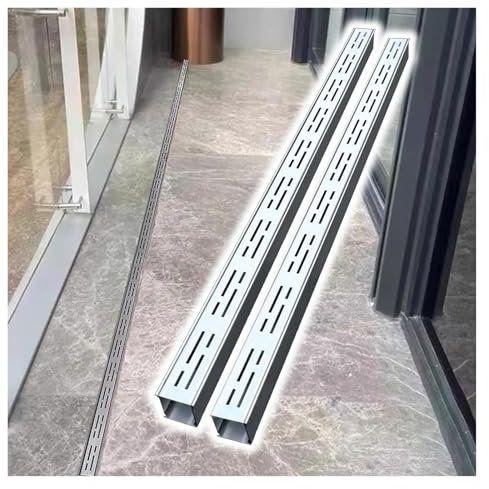 Sistema di grondaie lineari in Acciaio Inox per Il deflusso dell'Acqua piovana, per Piscina, terrazza, Gazebo o Balcone, Lunghezza 1,03 m (Set da 2, L x P x A/100 x 3,6 x 3 cm)