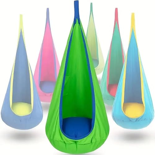 Hängehöhle, Pod Schaukelsitz mit Aufblasbarem Kissen, Pod Swing Seat, Belastbar bis 80 kg(Green 2)