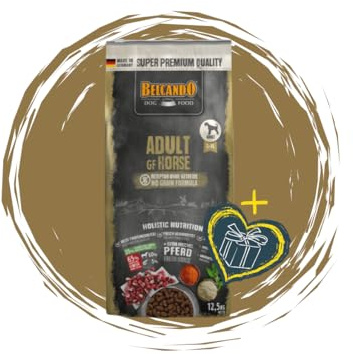 Belcando Adult GF Horse 12,5kg + 250g Pferdelunge- hypoallergenes Trockenfutter, getreidefreies Hundefutter für Sensible Hunde - Premium Hundesnack Pferdelunge 250g - Bundle mit Goodie