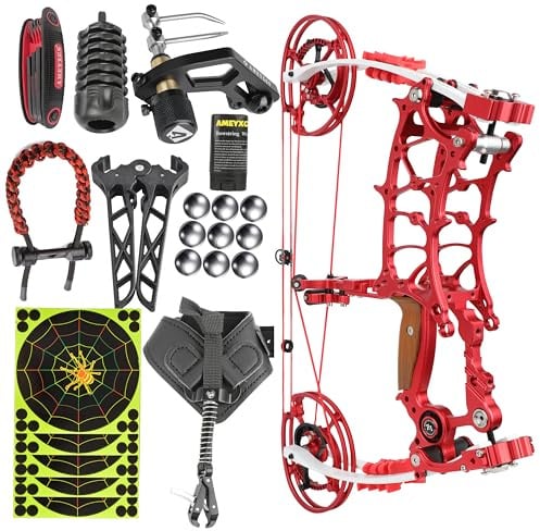 HNZMDY Compoundbogen Set 30-75lbs DualUse, 330FPS, Kurze Achse, CNC-gefertigt, RH & LH, Geeignet für Stahlkugel, Jagd, Zieltraining & Bogenschießen für Erwachsene