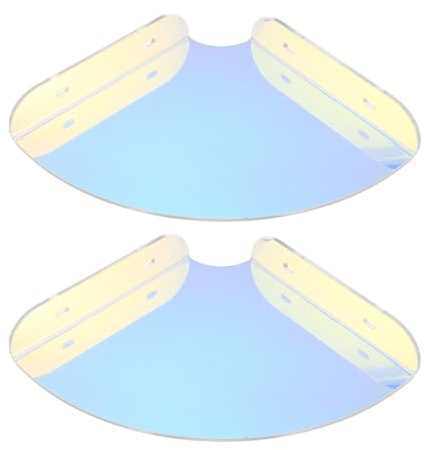 CORHAD 2 Sets Acrylic Floating Corner Shelves with Colourful Fan Shaped Design, Wall Mounted for Quick Access Storage in Living Room and Kitchen, Modern Decorative Floating Installation