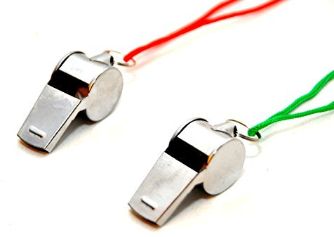 2 x Trillerpfeife mit Band Fußball/Hunde Pfeife by schenkfix