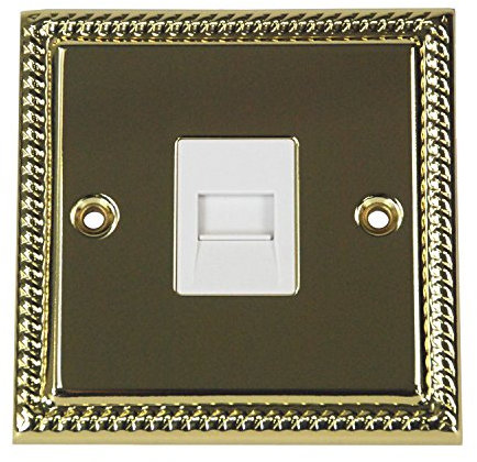 Volex Master Telephone Socket BT Georgian Brass Style with White Insert