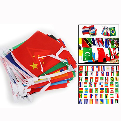 Itian 100 Drapeaux de pays, Drapeaux internationaux Bannière de décoration pour fêtes, Grand ouverture, Bar, Clubs sportifs, etc.