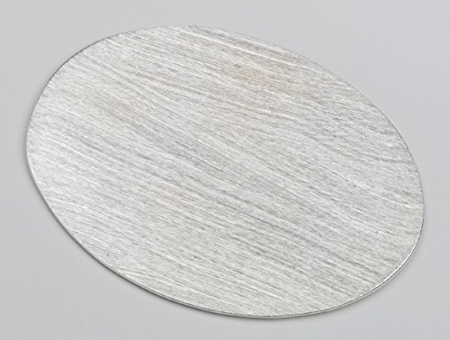 Kerzenteller Flachteller Oval Alu gebürstet Silber 17 x 12 cm ideal für Ovalkerzen, Ellipsenkerzen, Taufkerzen, Hochzeitskerzen, Trauerkerzen