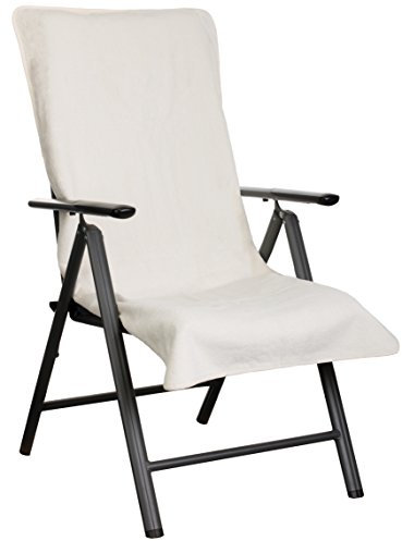 Brandsseller Frottee-Auflage für Gartenstuhl 65x130 cm – XL-Handtuch als Schonbezug für Stuhlpolster aus 100% Baumwolle – rutschfest, waschbar, Öko-Tex – Ecru