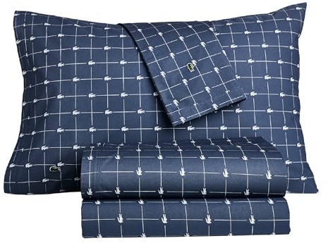 Lacoste 16369938 Perkal Bedrucktes Bogen für Doppelbett, Größe XL, Camee-Green Dot Full Slice Vintage Indigo