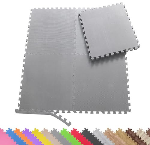 Sporttrend 24® 4 Schutzmatten + 8 Randstücke Set Farbwahl 60x60x1cm | 1,44qm | Bodenschutzmatte Sportmatte Gymnastikmatte Puzzlematte Fitnessmatte Unterlegmatte Bodenmatte Trainingsmatte Yogamatte