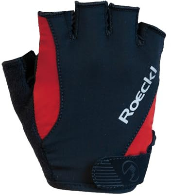 Roeckl Sports Fahrradhandschuh Basel, Performance Unisex Fingerhandschuh, Schwarz/Rot 7.5