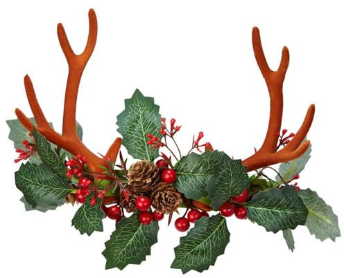 W WIDMANN MILANO Party Fashion 68569 - Kopfbedeckung Rentier, Kopfschmuck mit Geweih, Blätter und Zapfen, Reh, Hirsch, Weihnachten, Karneval, Mottoparty