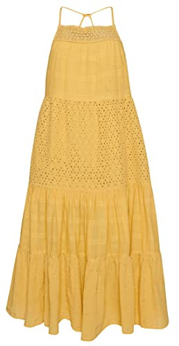 Superdry Damen Vintage Maxi-Trägerkleid mit Spitze Zitronengelb 40