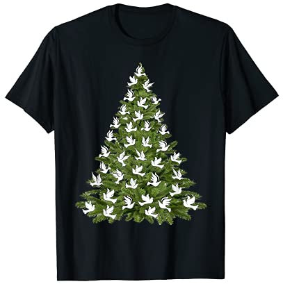 Weihnachtsbaum Urlaub weiße Friedenstauben Grafikdesign T-Shirt