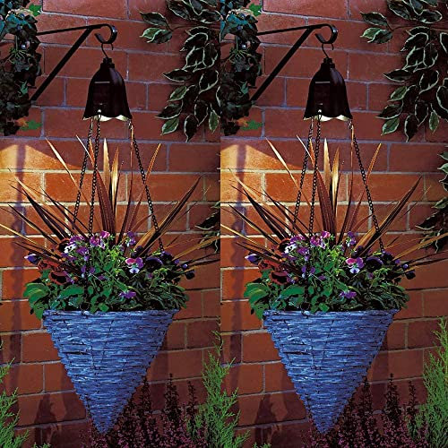 Hanging Basket Decorative Solar Powered Lights - Outdoor Garden Flower Planter Spot Lights with Chain - Solar Technology and Weather Resistant - Solar Lighting (2 Pack)