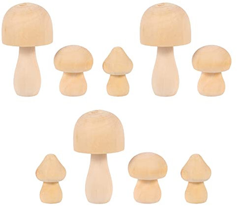 MILISTEN 9 Pcs Natural Mushroom- Shaped Wood Wooden Peg Figures Unfinished Wooden Toys for Children Graffiti (1)