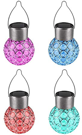 Solarlampen für Außen Hängend, Kaishengyuan Solarlaterne Garten Solarleuchte Solar Laterne für Balkon, Weihnachten, Hochzeit, Party(4 Stück,Farbwechsel)