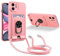 JMstore Coque Cordon de Collier Compatible avec iPhone 11, 360°Anneau Support avec Fente Carte Protection de la caméra Silicone Case-Pink