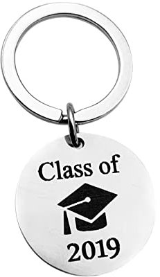 Schlüsselanhänger Personalisiert Edelstahl, Schlüsselanhänger Runder Doktorhut Gravur Class of Schlüsselanhänger Silber 1 Pcs