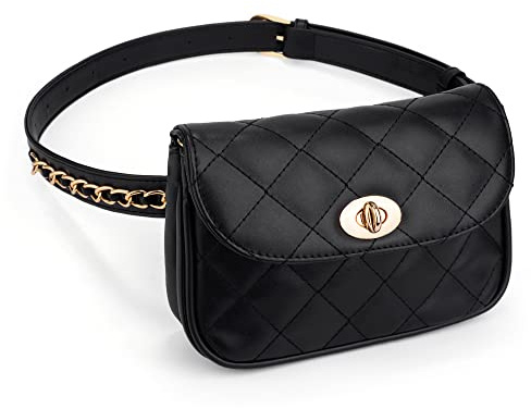UTO Hüfttasche Damen Mode Leichte Brusttaschen wandelbare Gürteltasche Mode Umhängetasche Schultertasche für Reisen Laufen Wandern Bauchtasche Mit Goldenen Schultergurten
