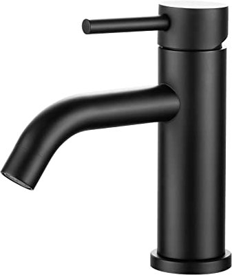 Ibergrif M11003B, Mitigeur de Lavabo - Robinet de Salle de Bains Monocommande, Robinets de lavabo à Tiroir en Céramique à Faible Bruit, Corps en Acier Ioxydable, Noir