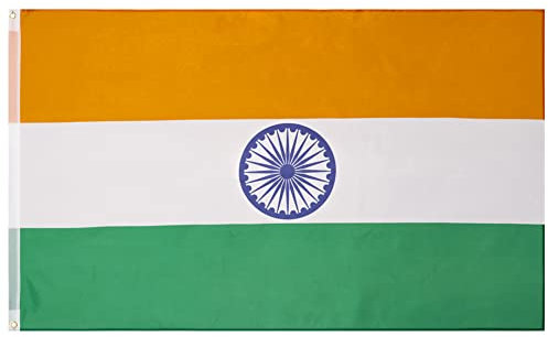 MUWO Flagge Nations Together 90 x 150 cm Nationalmanschaften, doppelseitige Gartenflagge, wetterfeste Fanflagge, Fußballflagge Polyester Länderfagge Deutschland mit Ösen (Indien)