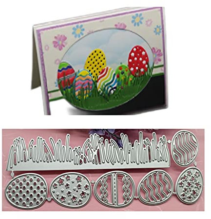 Qoiseys Eier und Gras Ostern Stanzschablone Die Stanzen Basteln Prägeschablone, Stanzungen für DIY Scrapbooking Fotoalbum Dekoratives Papier Basteln Prägeschablone