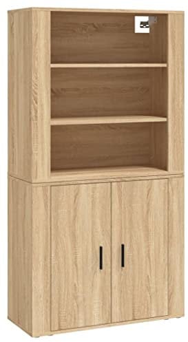 vidaXL Highboard, Sideboard mit viel Stauraum, Mehrzweckschrank Aktenschrank Wandmontage, Kommode Schrank für Wohnzimmer, Modern, Sonoma Eiche Holzwerkstoff