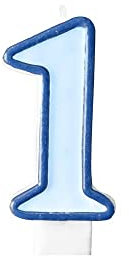 Vela de cumpleaños con número 1 celeste azul, vela para tarta de cera para hombre, aniversario, fiesta, celebración, jubilación, niño niña azul – h 7 cm