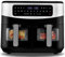 Venga! Freidora de Aire Doble, 2x 4.5 L Capacidad, 9 Modos de Cocción Preestablecidos, Funciones Match Cook & Smart Finish, 2600 W, Negro/Plateado, VG AFT 3008