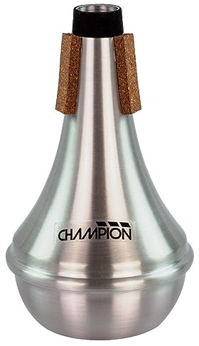 Champion Premium Trupmet Straight Mute Cup | Hochwertiger Aluminiumdämpfer mit Korkeinfassung und schützendem Filz B & – Schwarz/Aluminium/Kork