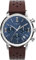 Timex Marlin Chronograph Herren-Armbanduhr, 40 mm, braunes zweiteiliges Lederarmband mit Schnellverschluss, blaues Zifferblatt, Edelstahlgehäuse TW2W10200