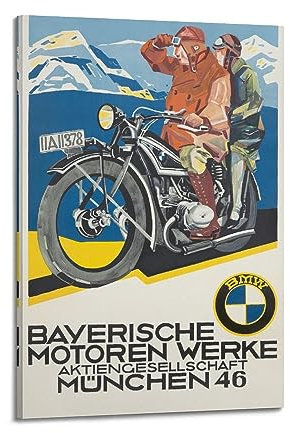 ECHUN Vintage Motorrad Poster BMW Motorräder Dekorative Leinwand Wand & Kunst Bild Gemälde 20 x 30 cm