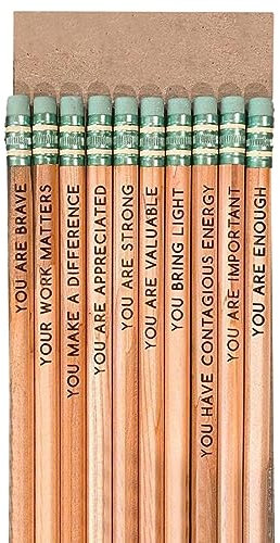 Kasmole Motivationsstifte | 10 STK Inspirierende Bleistifte Holzspaß-Positivstifte mit inspirierenden Worten und Sprüchen - für Schüler, Klassenzimmergeschenke, Schulanfang