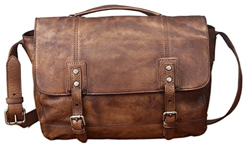 ONDIAN Vintage Herren Umhängetasche Leder Messenger Bag Braun Lässige Handtasche Handtasche 13 Zoll Laptoptasche
