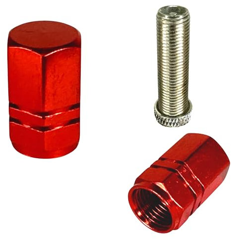 Fantic26 Lot de 2 bouchons de valve de vélo en aluminium AV Auto/Schrader pour I MTB I Ebike I Fourche I Amortisseur I Moto 1 paire (rouge)