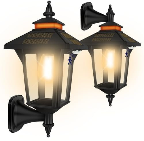 Daixilan Solarlampen für Außen 3 Beleuchtungsmodi Lampe mit Bewegungsmelder Aussen,IP65 Wasserdicht Außenlampe, Garten Garage Zaun Außenwandleuchte (2 Pack)