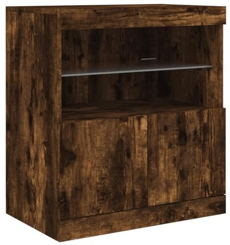 vidaXL Sideboard, Kommode mit viel Stauraum, Highboard Schrank mit LED-Leuchten, Anrichte Beistellschrank Standschrank, Modern, Räuchereiche