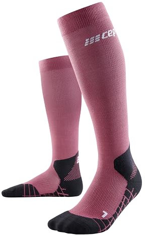 CEP - HIKING LIGHT MERINO SOCKS REDESIGN für Damen | Lange Wandersocken mit aktivierender Kompression | Trekkingsocken für leichte Beine in berry | Größe III | M