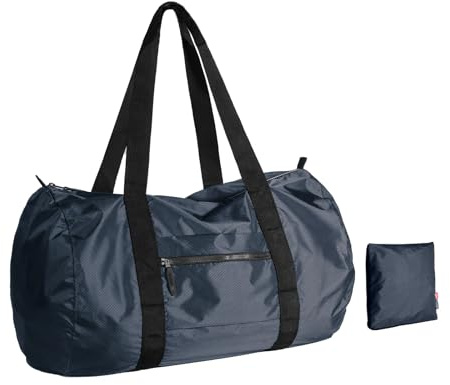 pack all Faltbarer Seesack 45 L, Leichte Reisetasche, Wasserabweisend | Reißfester Nylon-Weekender, mit Leichtgängige YKK-Reißverschlüsse, Ultraleicht & Tragbar, Verstärkte Nähte, Marineblau