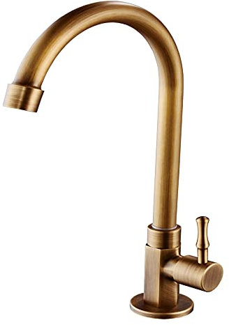 Rubinetto Vintage,Rubinetti Da Esterno Rubinetto da cucina in ottone Bronzo Finitura antica Maniglia singola Retro Solo rubinetti for acqua fredda Rubinetto for lavabo girevole a 360 gradi